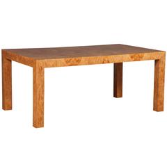 Parsons Style Olivewood Dining Table Designed by Milo Baughman