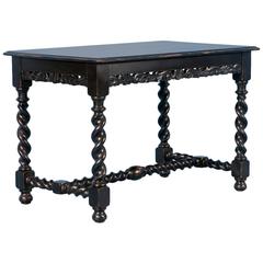 Antique  Danish Renaissance Revival Writing Table with Black Paint, circa 1890