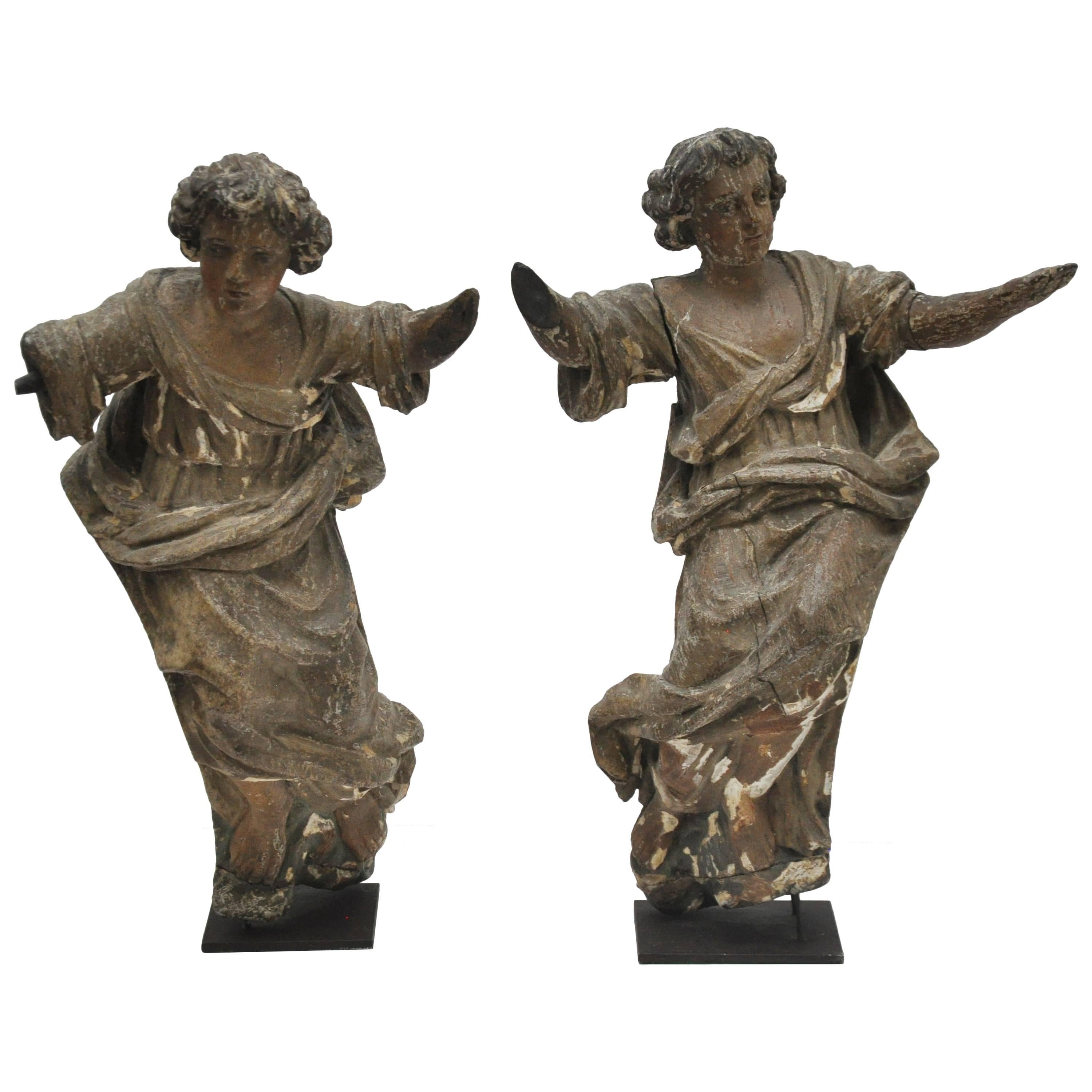 Carved Wood Statues, German Rococo For Sale