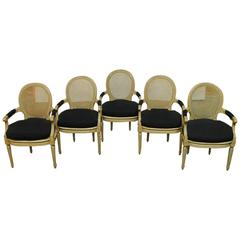 Set of Five Louis XVI Style Cane Fauteuil Armchairs 2