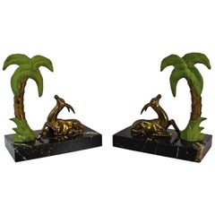 French Art Deco Antelope Bookends