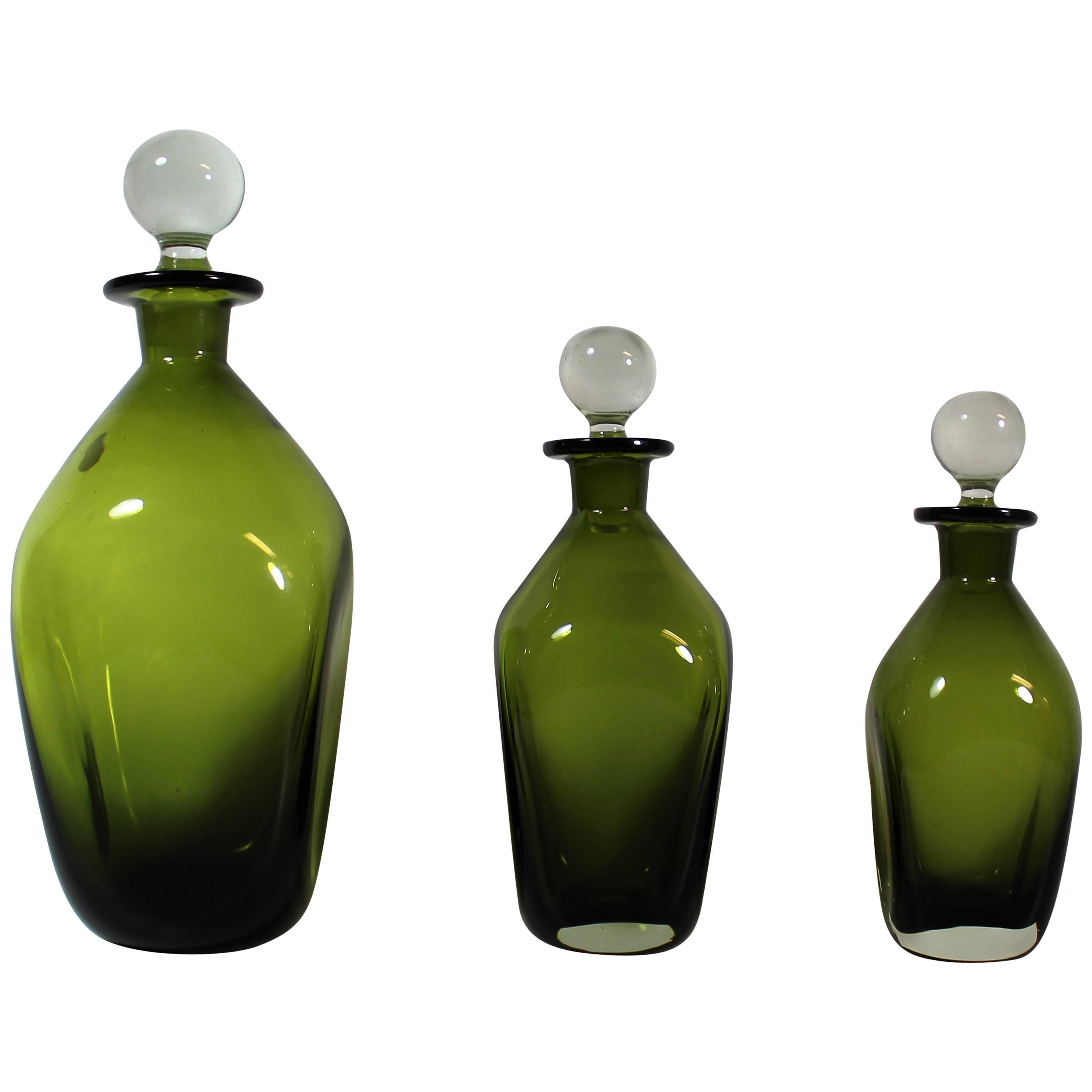 'Jacob E. Bang' Glass Decanter Set for Kastrup Holmegaard