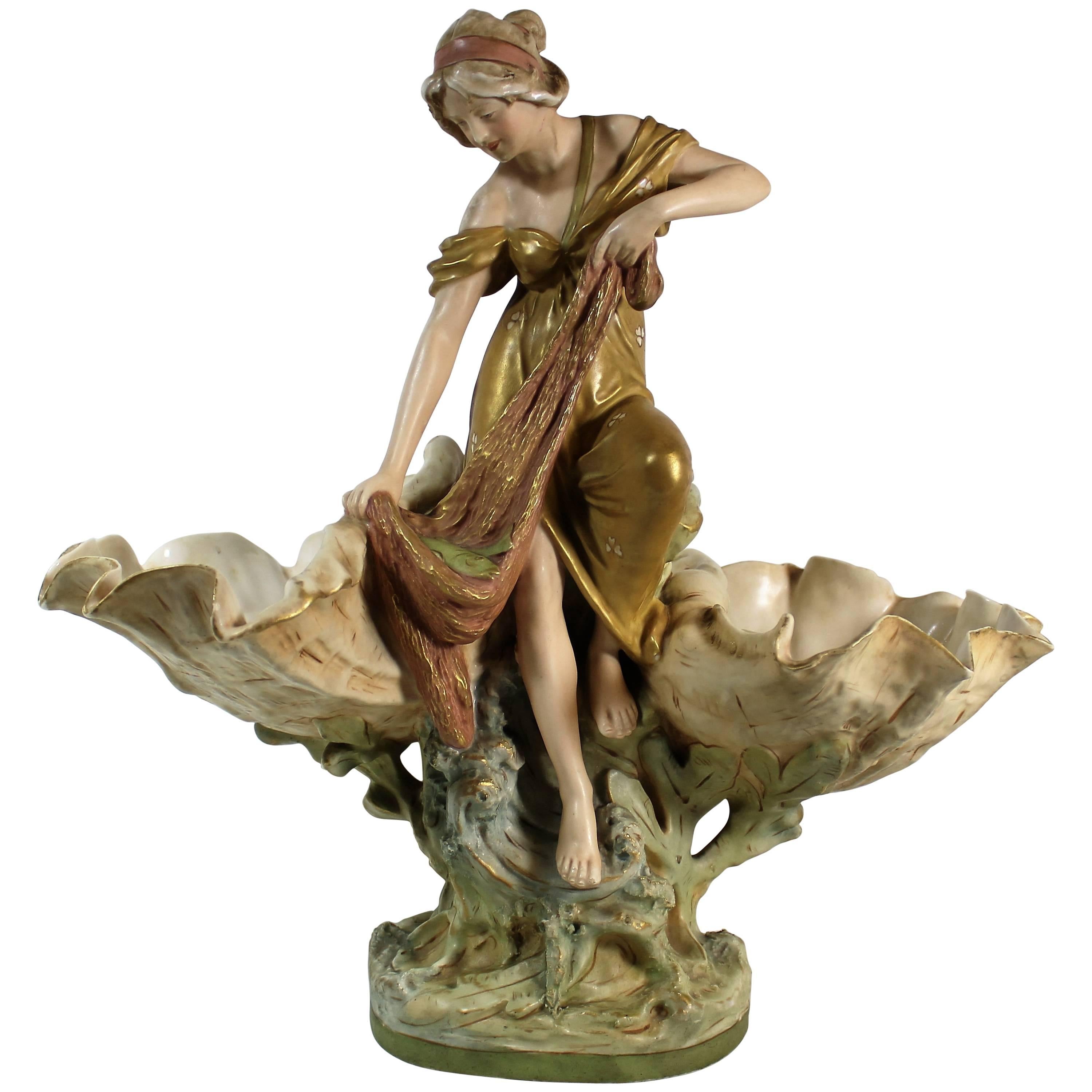 Royal Dux Art Nouveau Centerpiece with Figural Woman