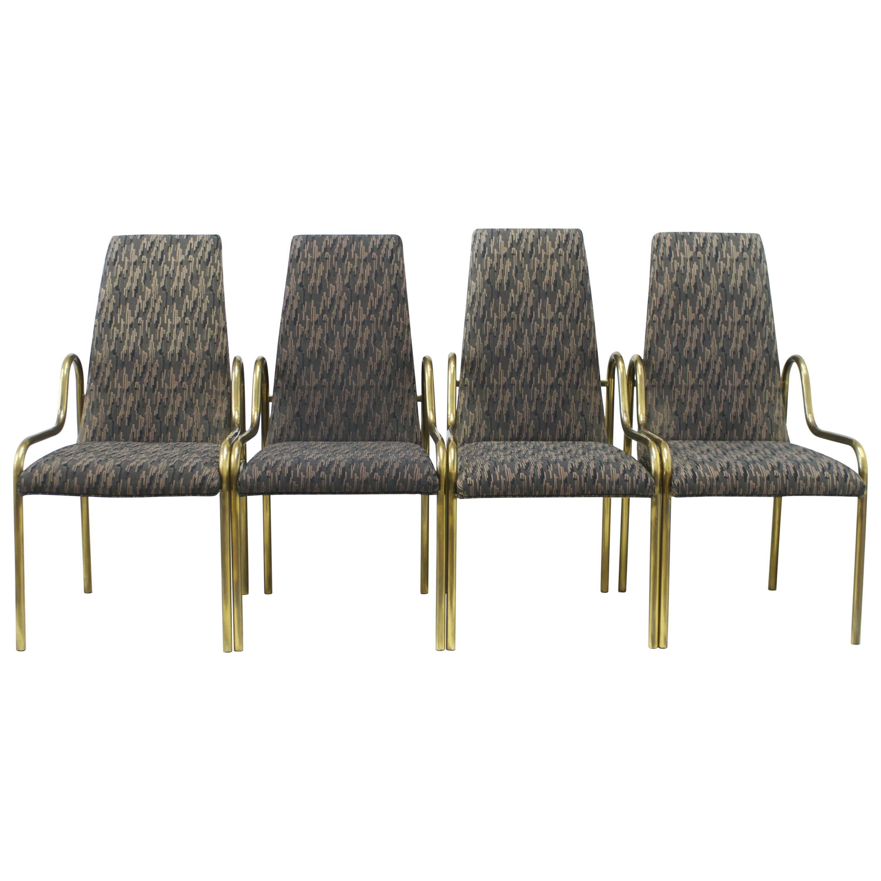 Set of Four Brass Mastercraft Dining Chairs