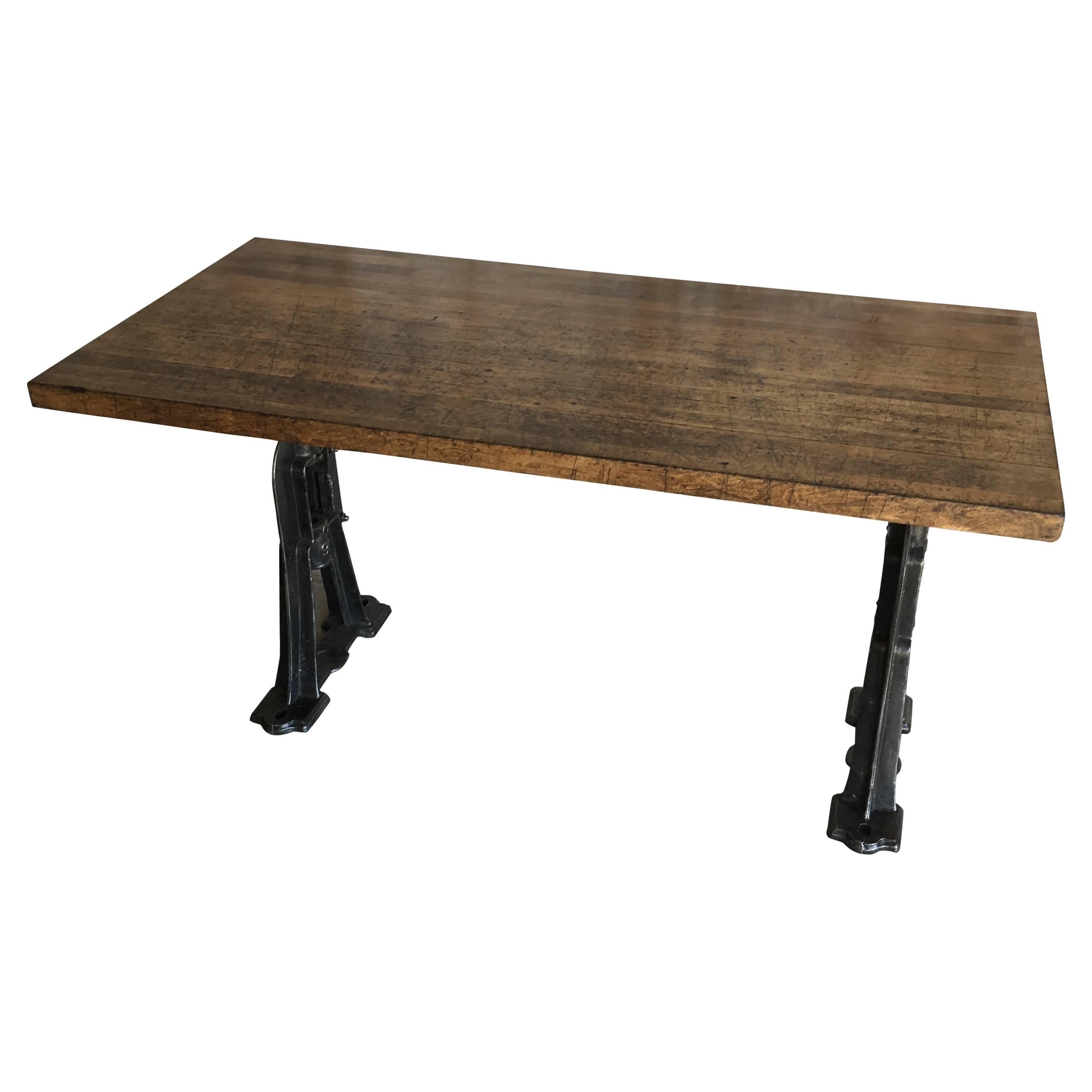 Industrial Cast Iron Base Dining Room Table