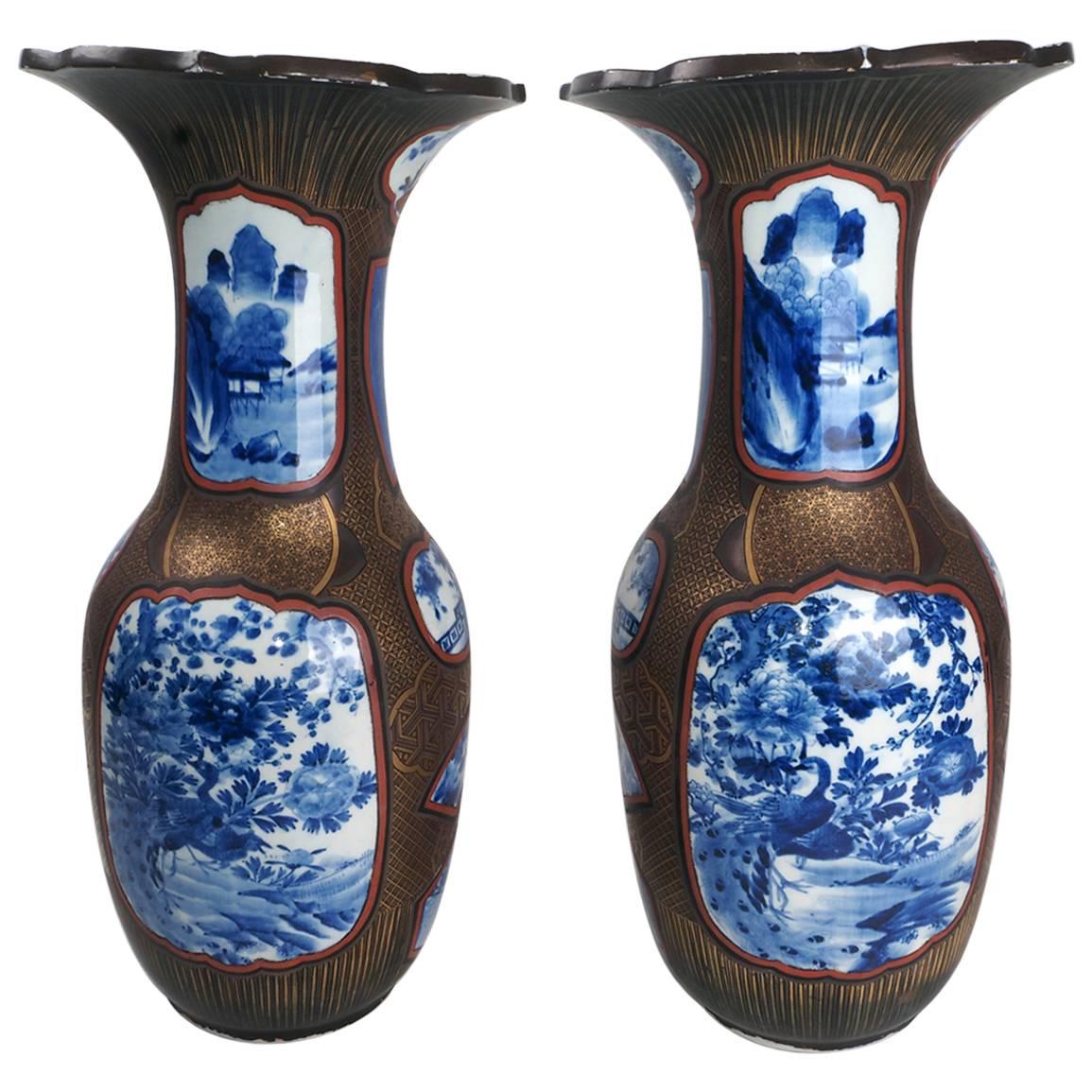 Pair of Japanese Porcelain Vases For Sale