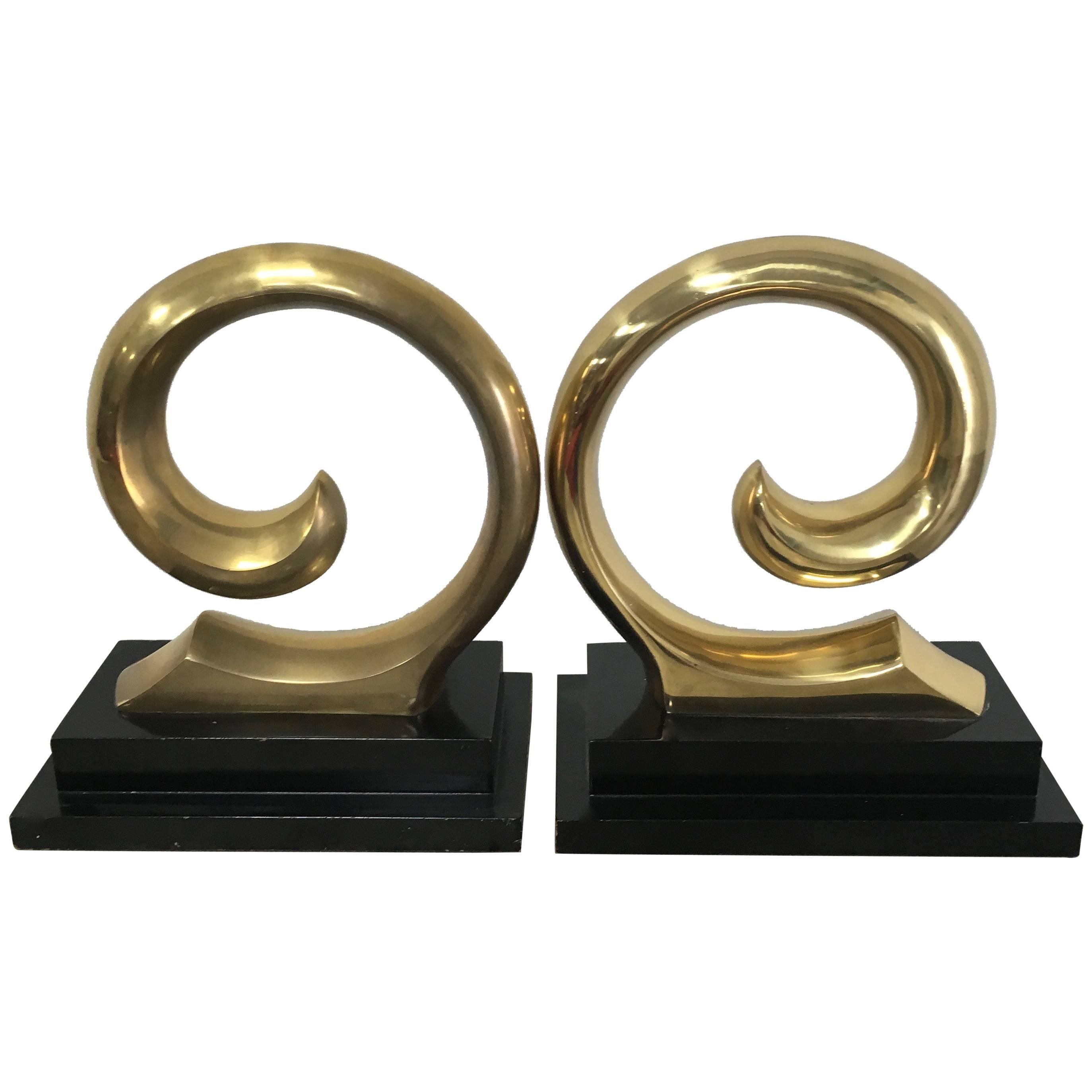 Monumental Pair of Pierre Cardin Brass Bookends