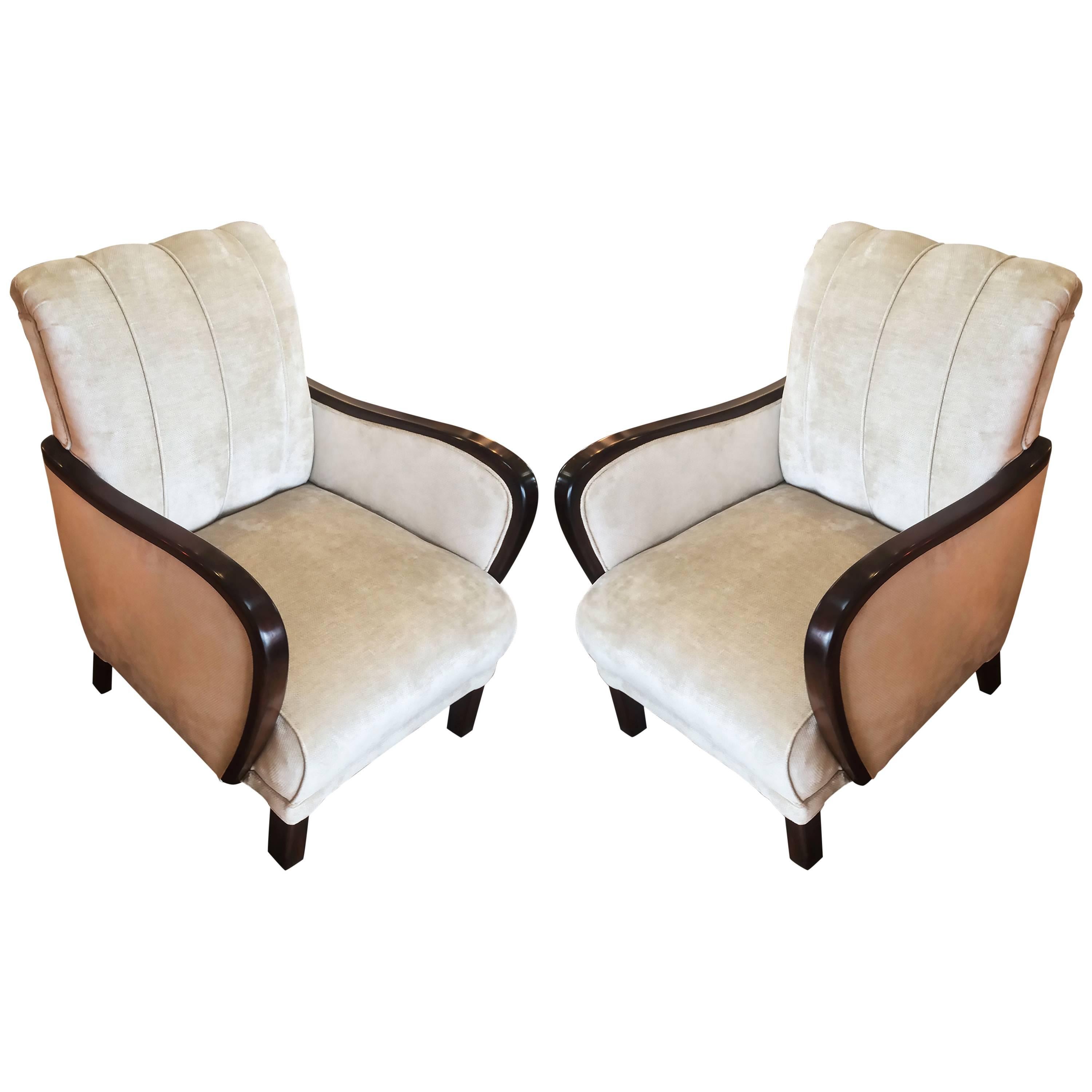 Pair of Art Deco German Armchairs Lounge Chairs, circa 1930