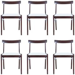 Set of Six Ole Wanscher Mahogany Dining Chairs "Rungstedlund"