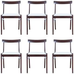  Set of Six Ole Wanscher Mahogany Dining Chairs "Rungstedlund"