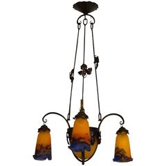 Beautiful Art Nouveau Chandelier by Muller Frères Luneville