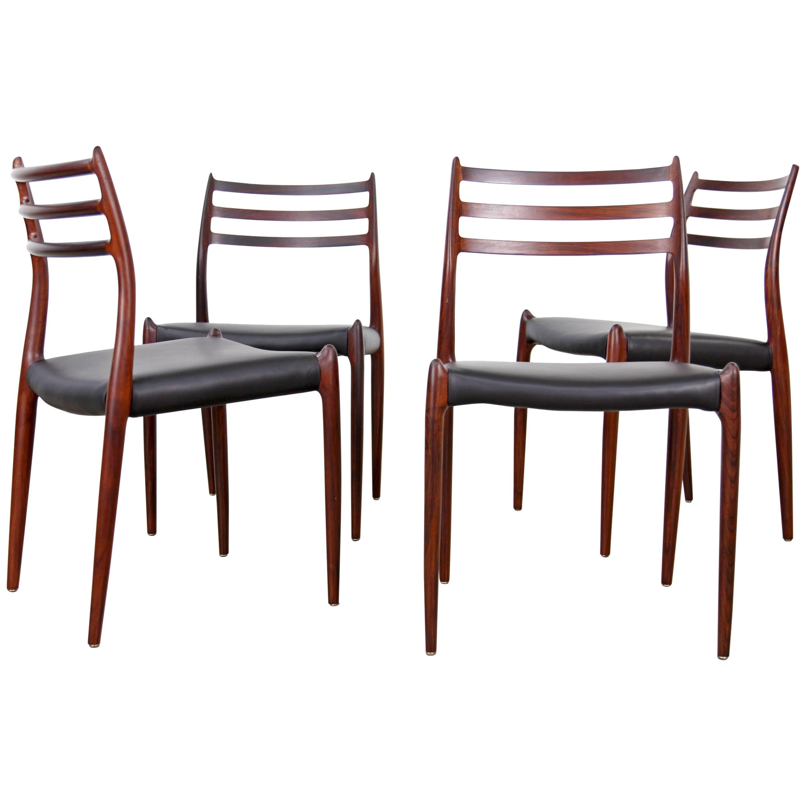Set of Four Rosewood Chairs Mod. 78 by Niels Møller