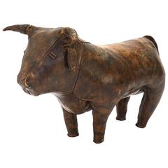 Vintage Leather Bull Ottoman by Dimitri Omersa