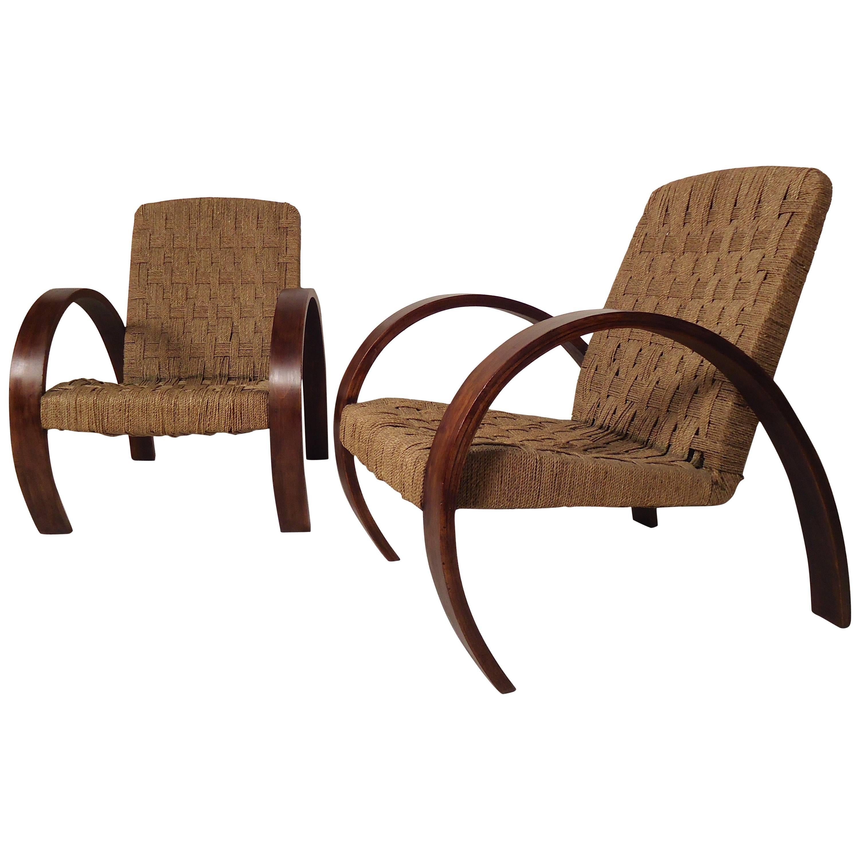 Mid-Century Modern Rope Lounge Chairs in the Style of Bas Van Pelt 