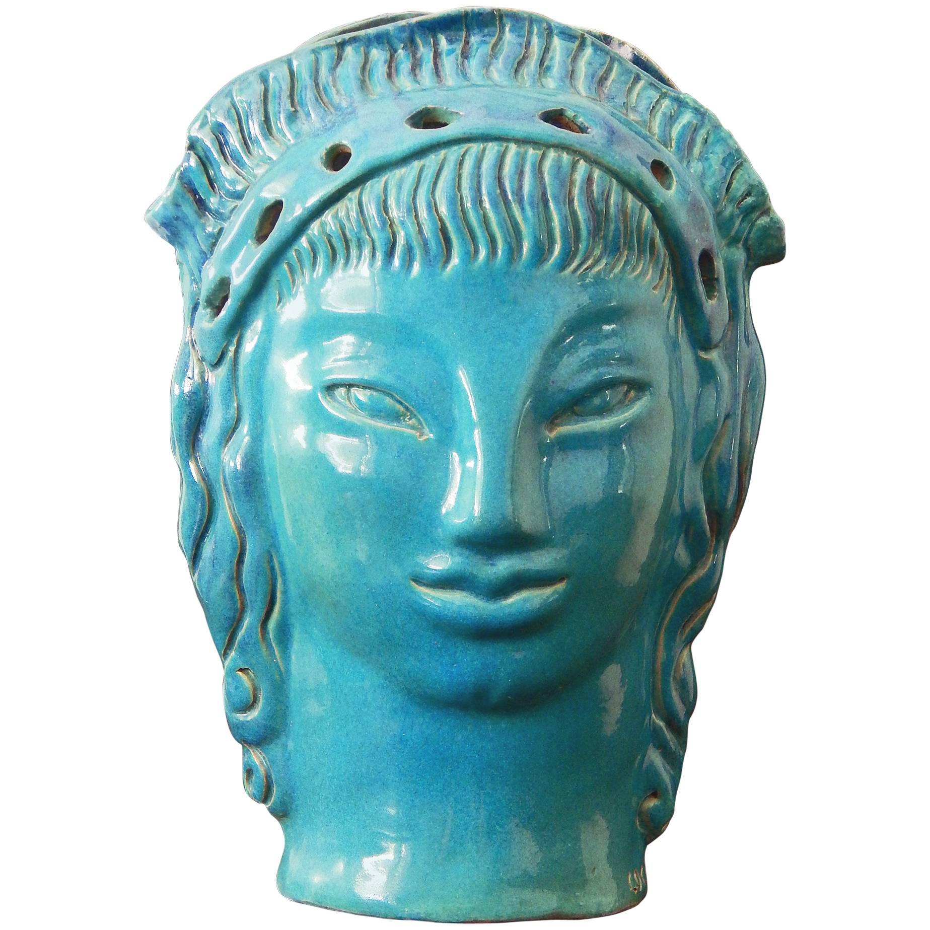 "Hebe, " Remarkable Art Deco Double Head Vase by Edith Cockcroft