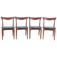 Set of Four Scandinavian Chairs in Teak Designed by Henry Walter Klein