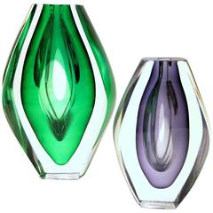Signed Kosta Vases by Mona Morales-Schildt, Pair of Two