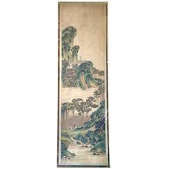 Very Tall Elegant Asian Painting on Silk