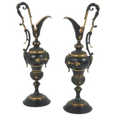 Good Pair of Gilded and Patinated Bronze, 19th Century Mantel Urns