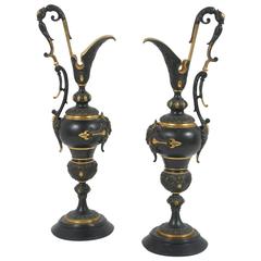 Good Pair of Gilded and Patinated Bronze, 19th Century Mantel Urns 5