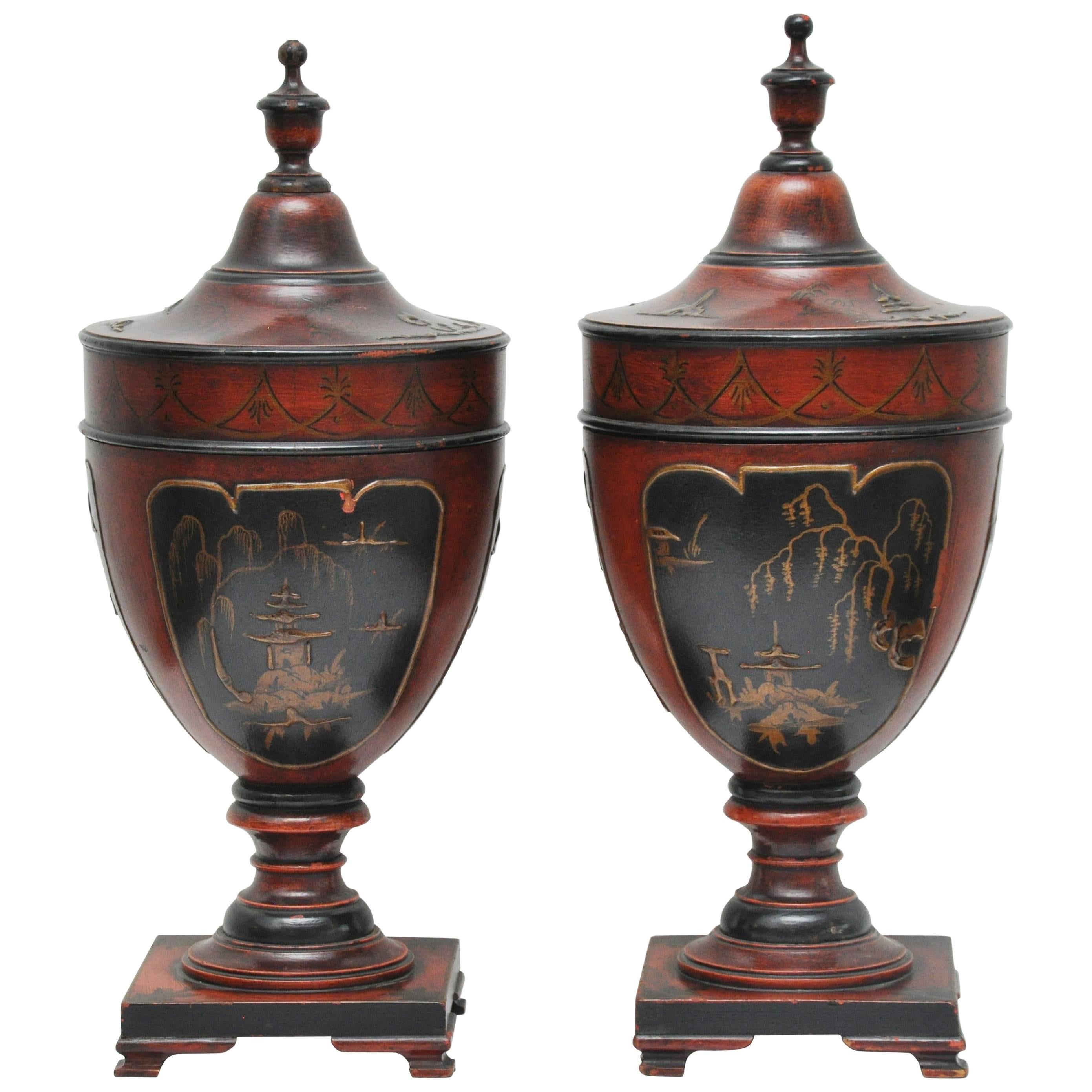 Pair of English Chinoiserie Knife Holders