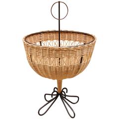 Danish Modernist Iron and Wicker Fruit Basket