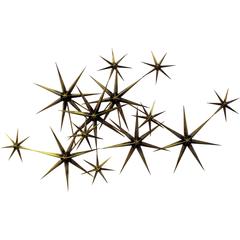 Curtis Jere Brass Brutalist Starburst Hanging Wall Sculpture