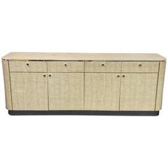 Travertine and Faux Birds Eye Maple Credenza by Milo Baughman for Thayer Coggin 6