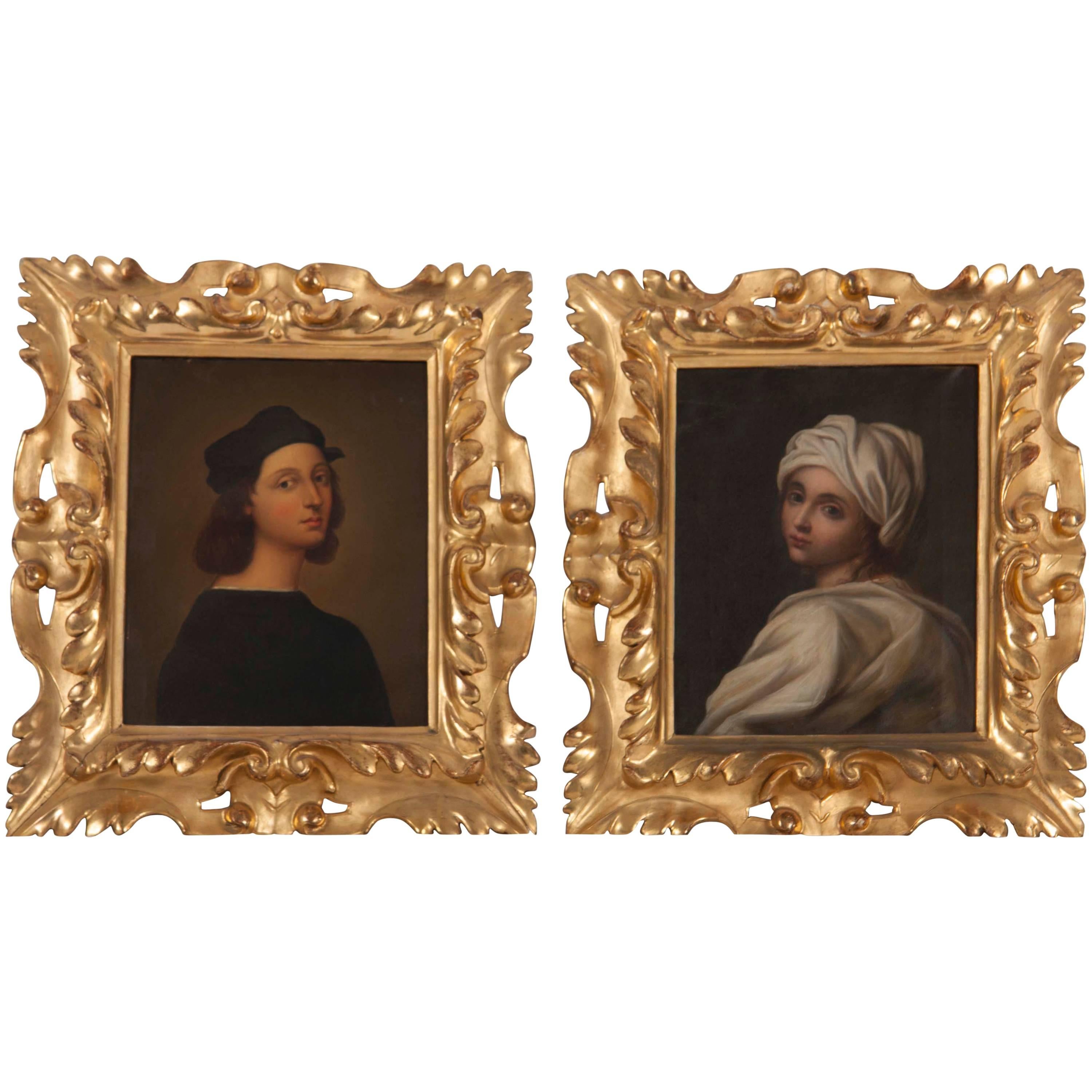 Pair of Grand Tour Portraits of Raffaello Sanzio & Beatrice Ceni