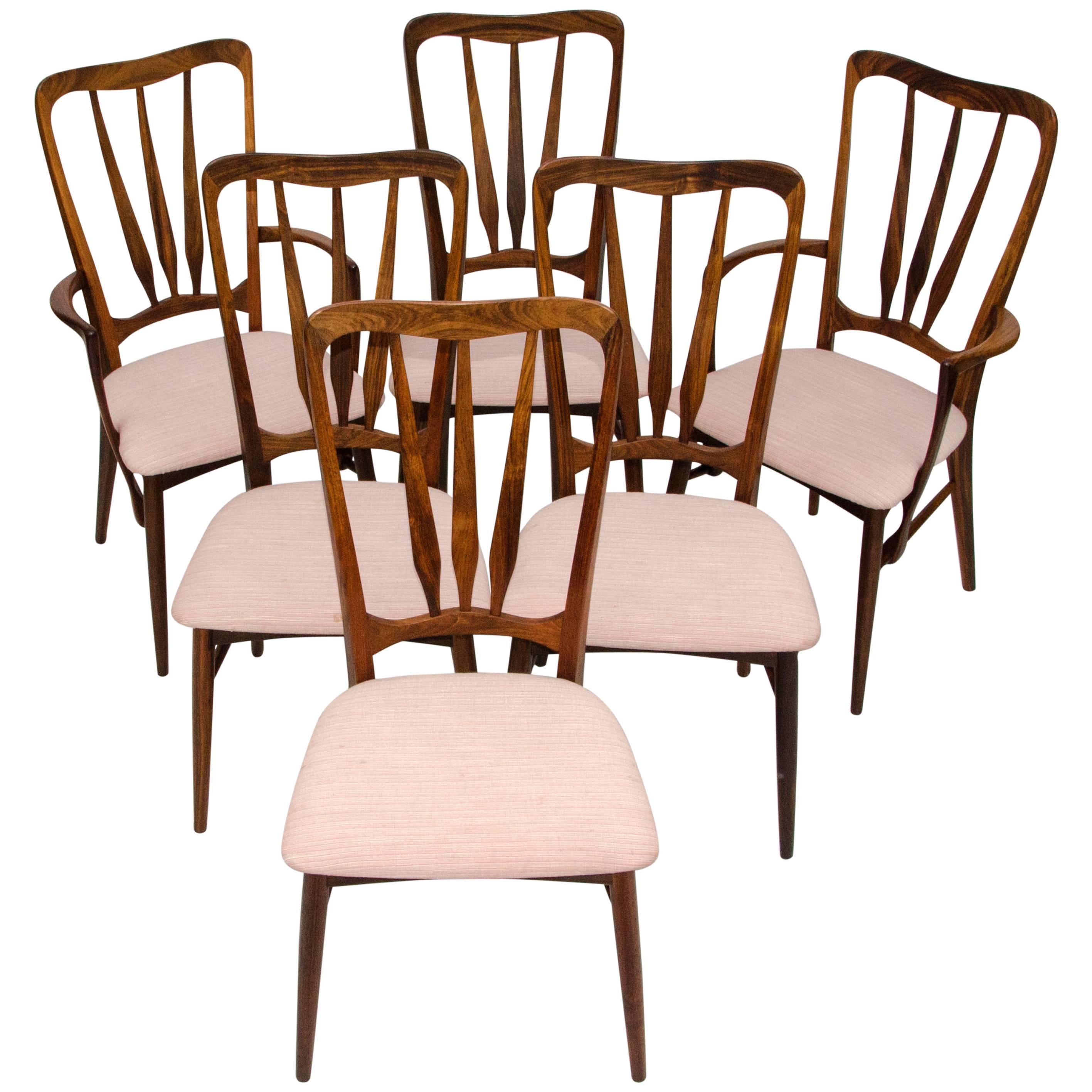 Set of Six Danish "Ingrid" Rosewood Dining Chairs by Koefoeds Hornslet