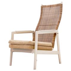 Mid-Century P.J. Muntendam Rattan Lounge Chair Dutch Design, 1950s