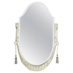 Art Deco Mirror in Silver Gilded Wood, circa 1930 with Bezelled Mercury Mirror