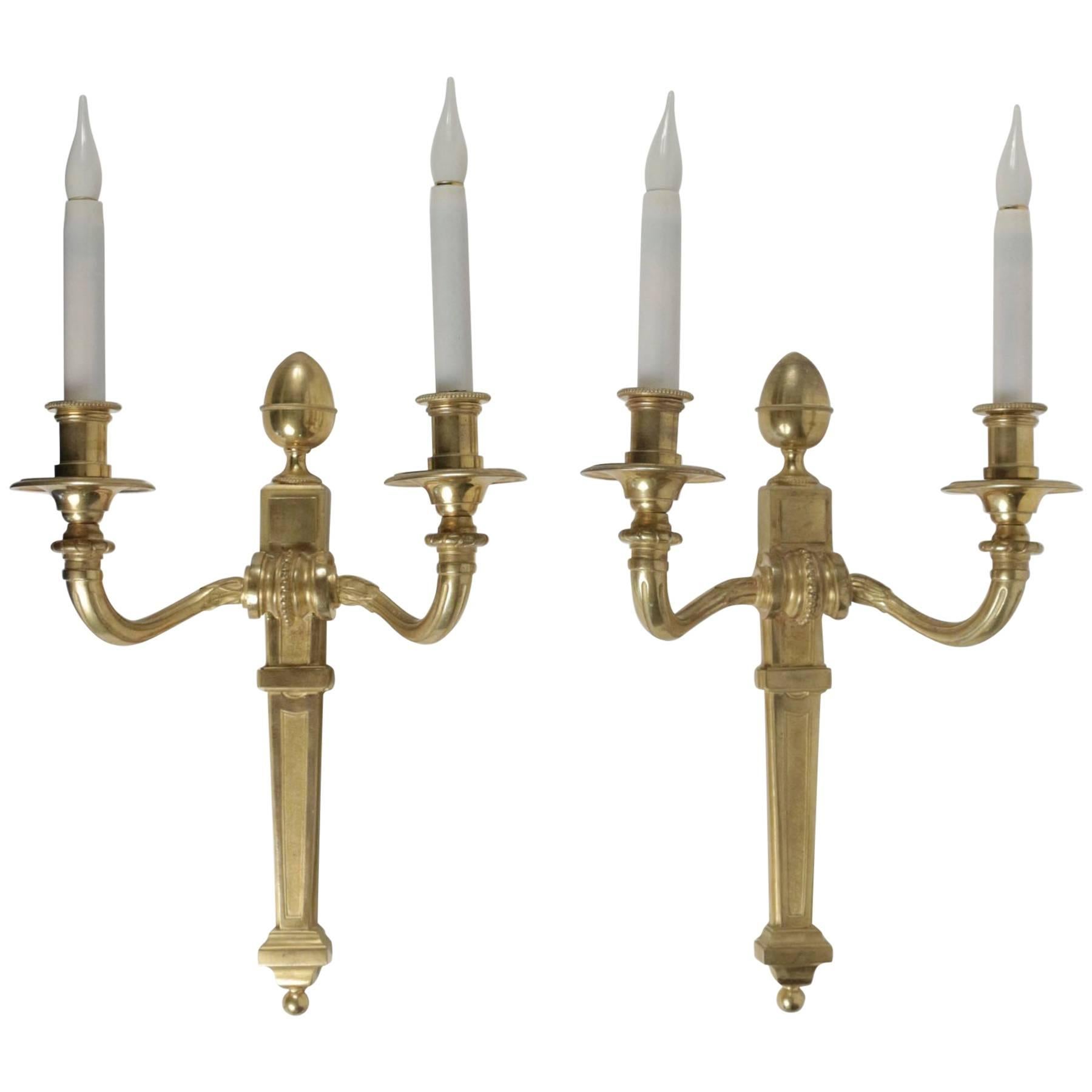 Pair of Bronze Dore Sconces in the Style of Louis XV from the 19th Century