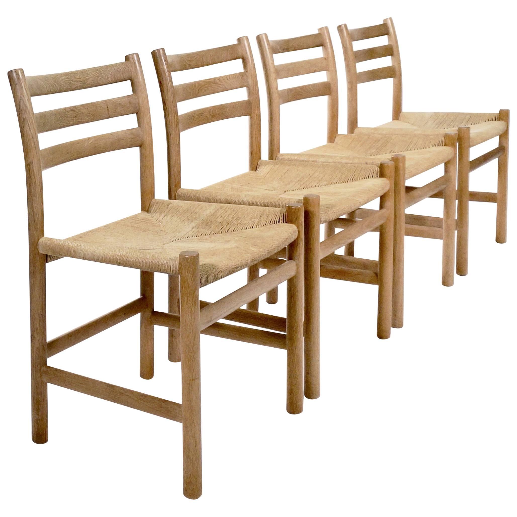 Set of Four Oak Ladderback Dining Chairs by Poul Volther