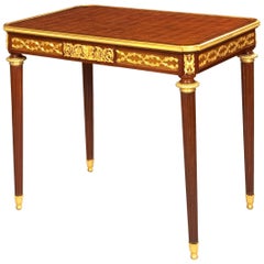 French 19th Century Mahogany and Gilt Bronze Side Table by Fernand Kohl
