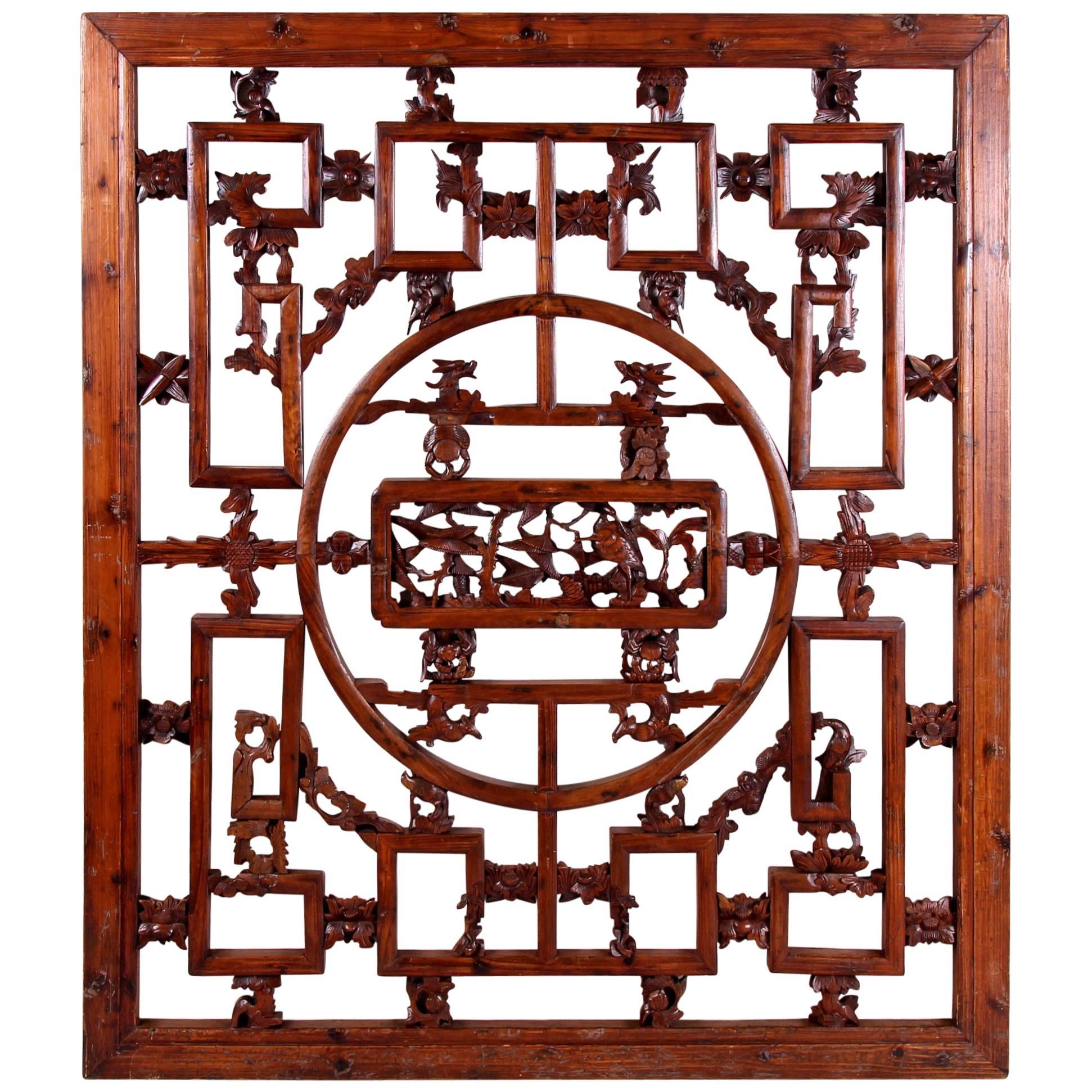 Early Large 19th Century Chinese Carved Panel, Qianlong