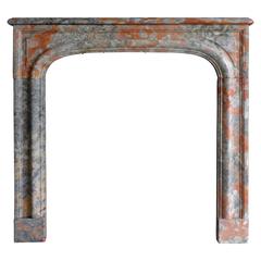 19th Century Antique Louis XIV Fireplace Made of Rare Red Incarnat Marble