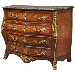 19th Century French Kingwood Bombe Serpentine Commode with Marble Top