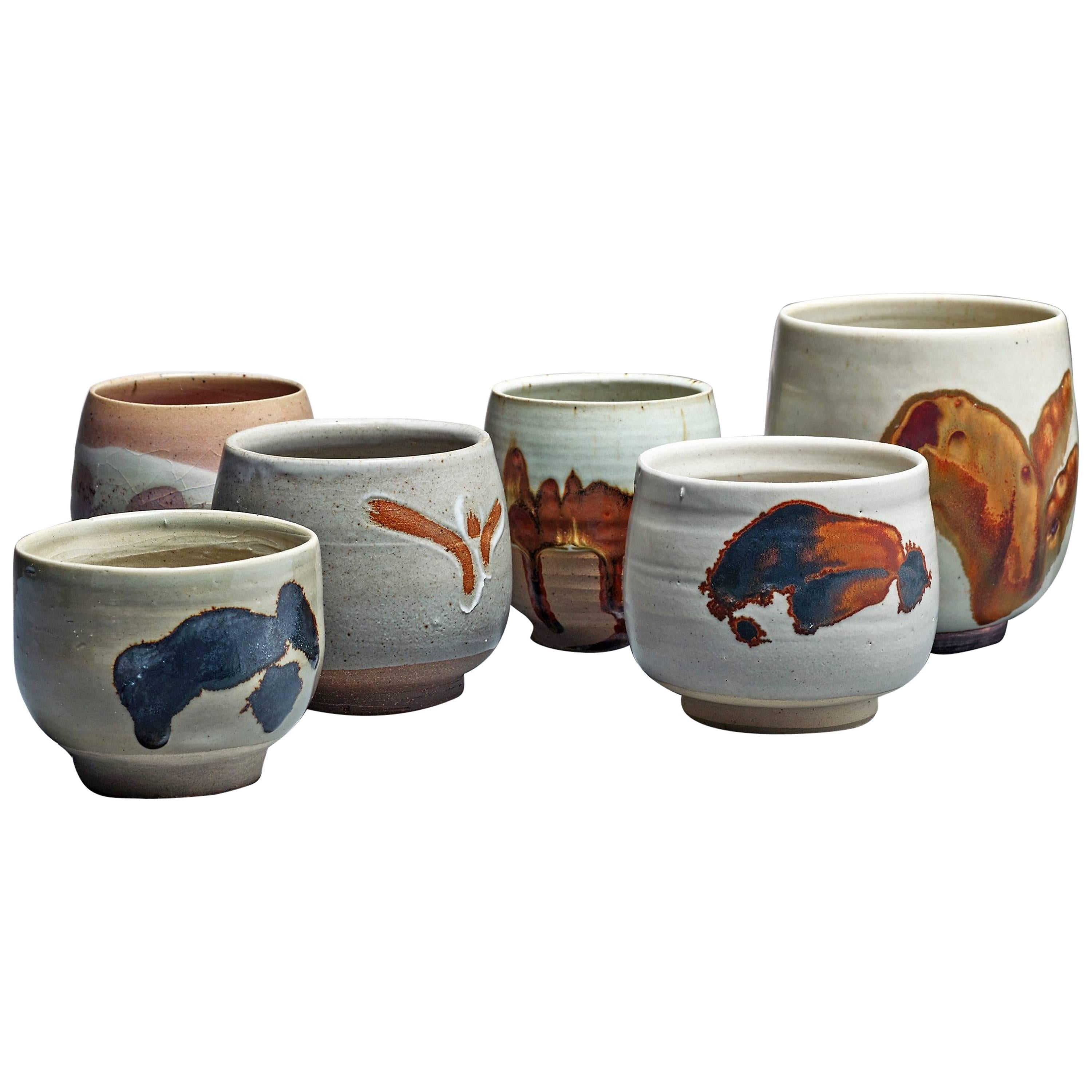 Rolf Palm Set of Six Ceramic Vases, Sweden, 1990s For Sale