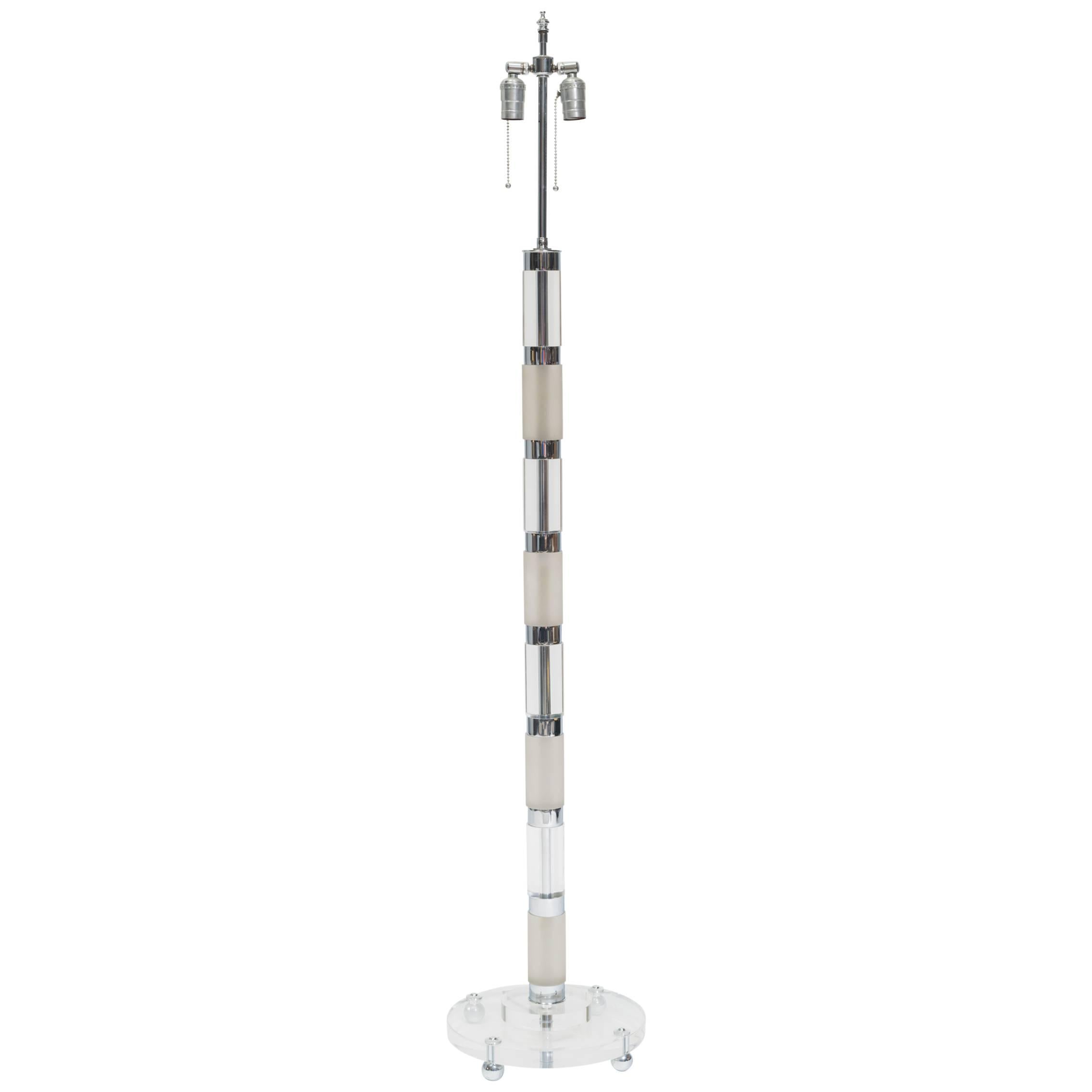 Chrome and Lucite Floor Lamp For Sale