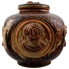 Royal Copenhagen Jais Nielsen Lidded Vase in Stoneware, Sung Glaze
