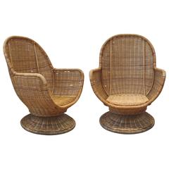 Large Egg Shape Swivel and Tilt Rattan Chairs at 1stDibs | swivel wicker  chair, swivel rattan chair, rattan swivel egg chair