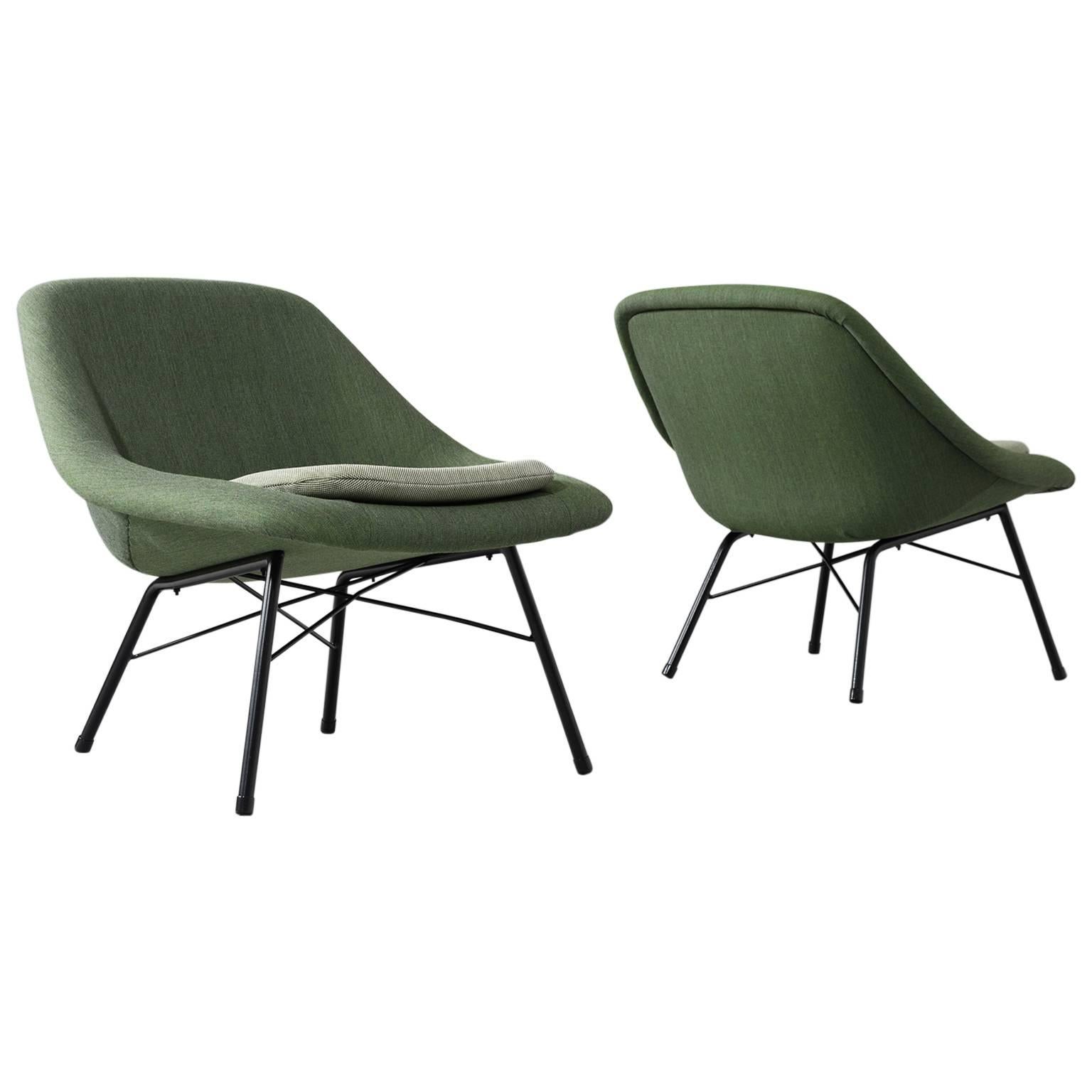 Pair of Reupholstered MidCentury Easy Chairs For Sale at 1stDibs