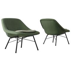 Pair of Reupholstered Mid-Century Easy Chairs