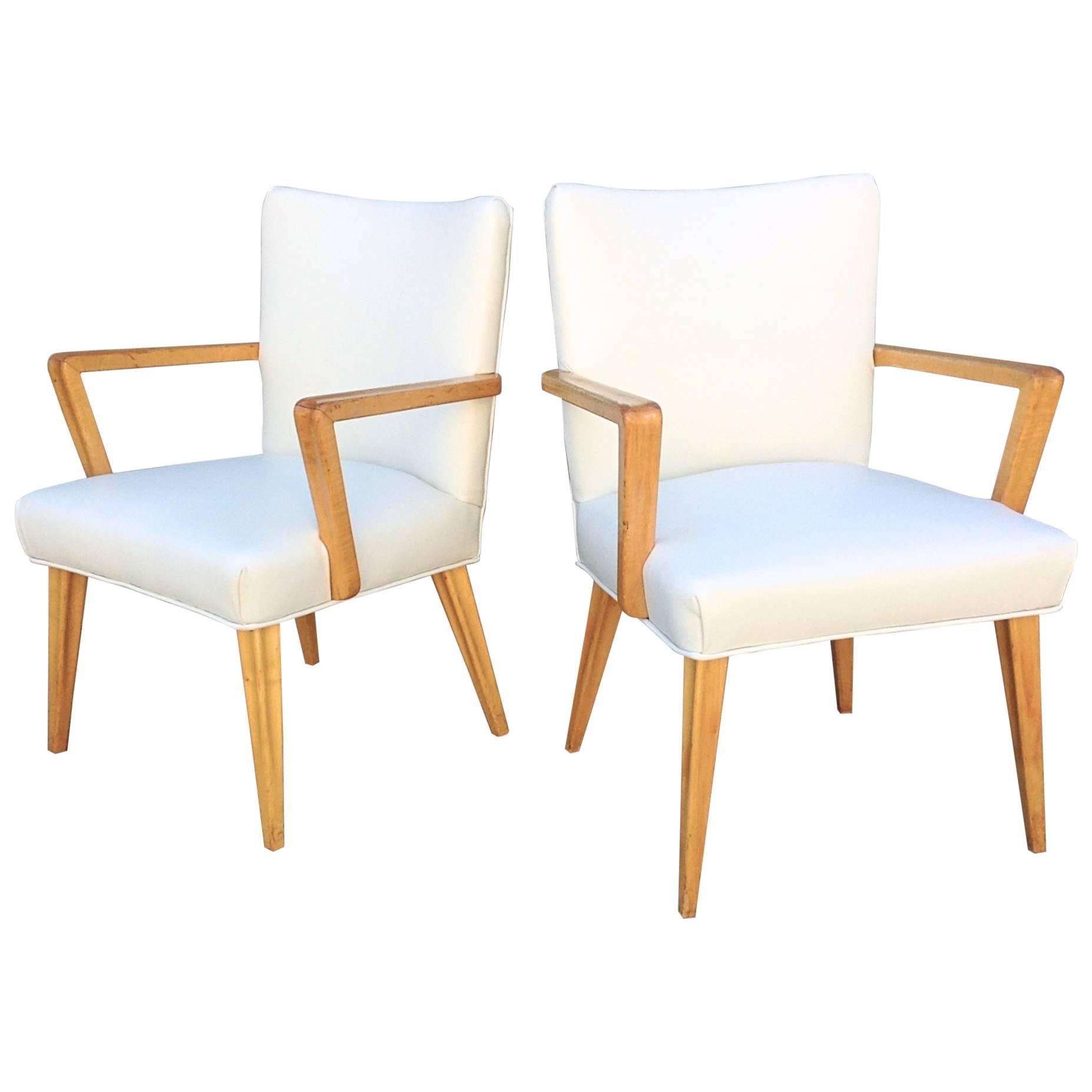 Pair of Leather Open Armchairs Ernst Schwadron, circa 1940s For Sale
