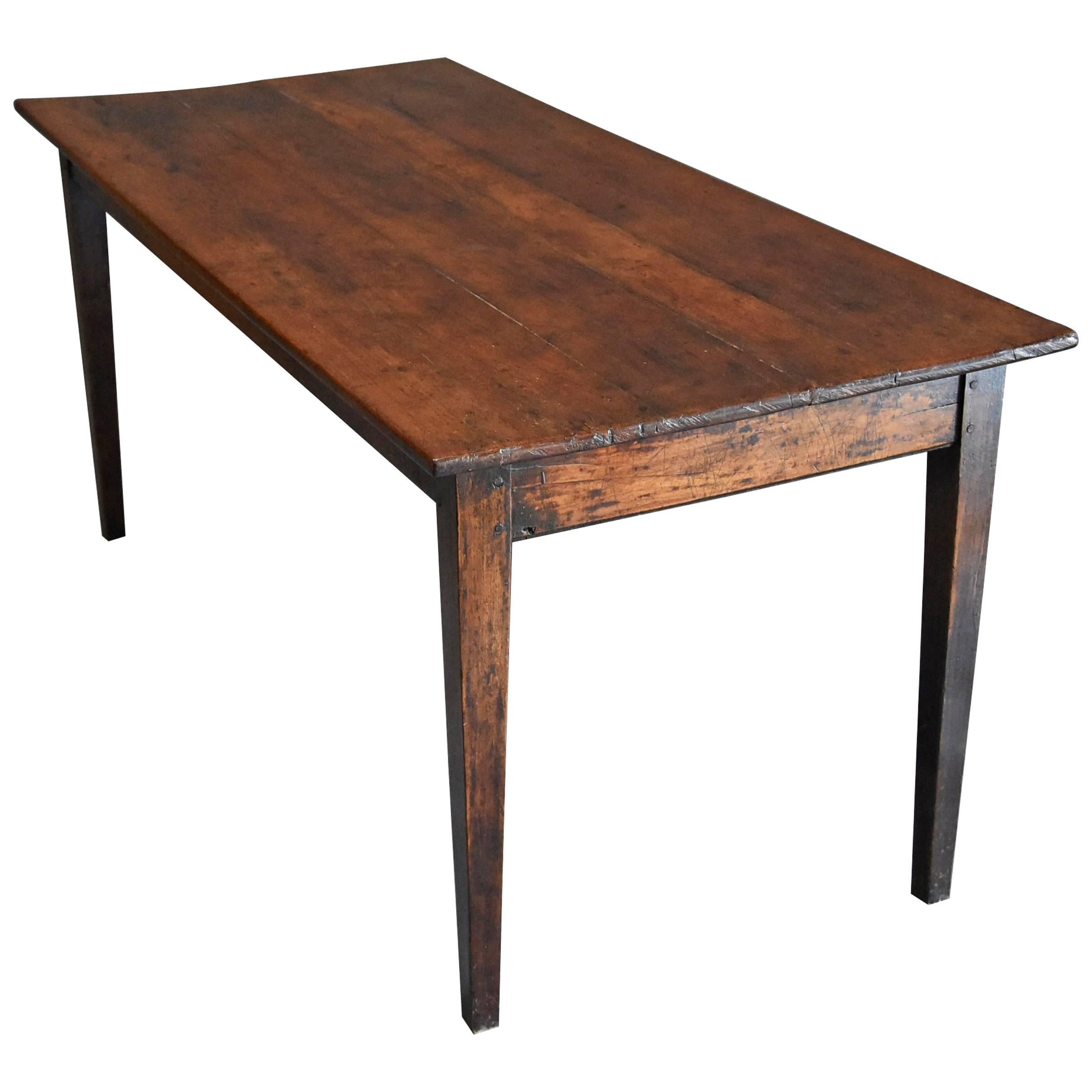 French 19th Century Fruitwood “Cherry” and Elm Farmhouse Table