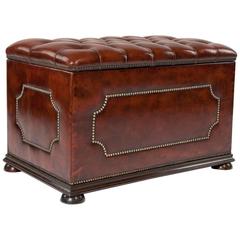 Antique Leather Upholstered Ottoman