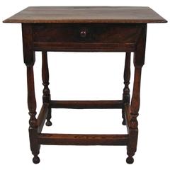 Charles II Oak Side Table with Drawer