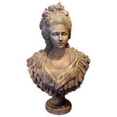 French Terracotta Bust of Marie Antoinette, Late 19th-Early 20th Century