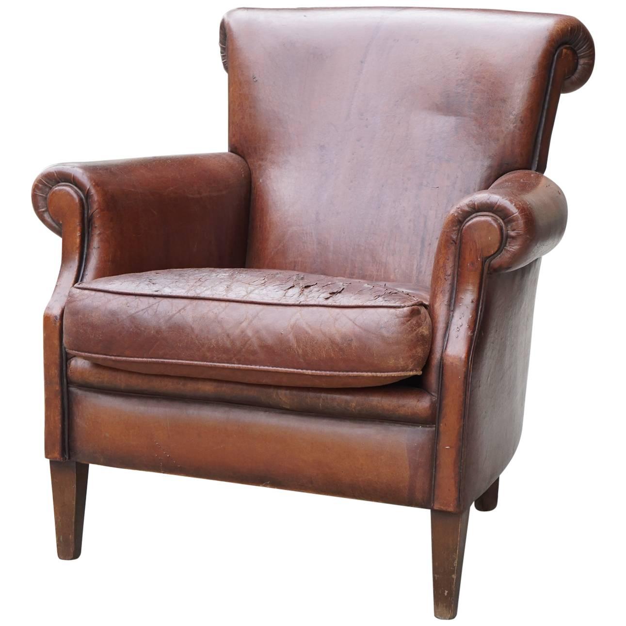 American Period Art Deco Leather Club Chair